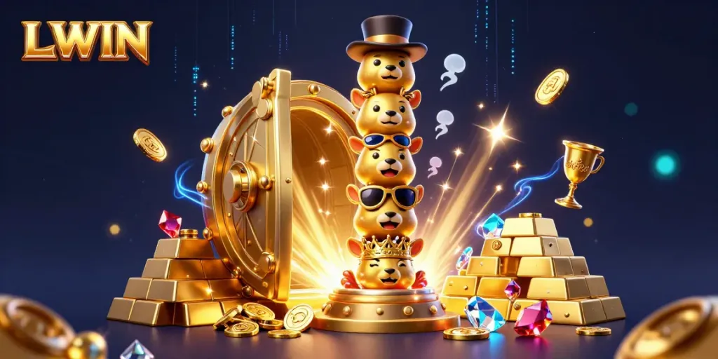 Experience LLWIN with vibrant casino elements and dynamic energy in this thrilling 3D illustration.