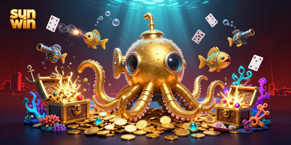Immerse in the world of sun win as mechanical fish and a golden kraken submarine explore treasure-filled depths.