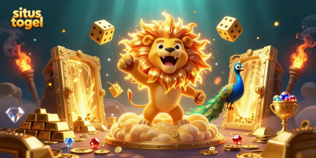 Situs togel gaming illustration featuring dynamic casino elements and vibrant characters.