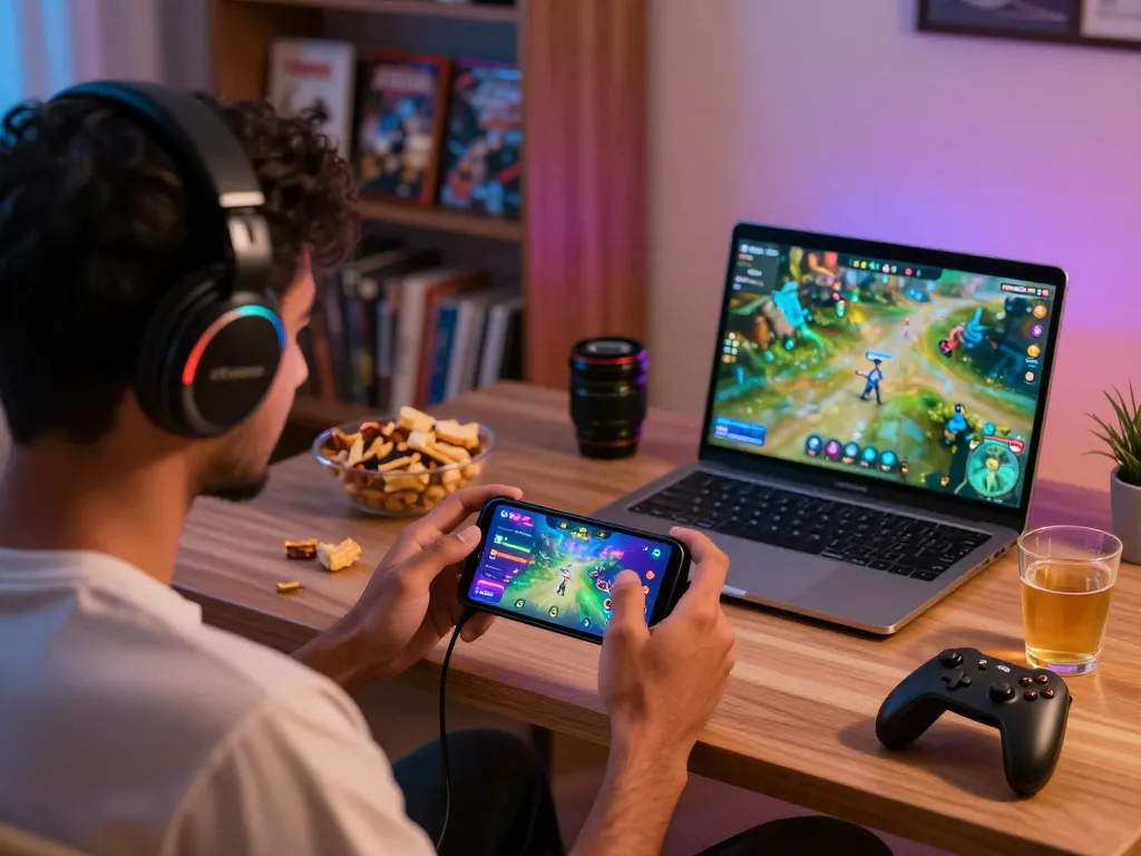 Engaged player using the real money earning app in Pakistan during an evening gaming session.