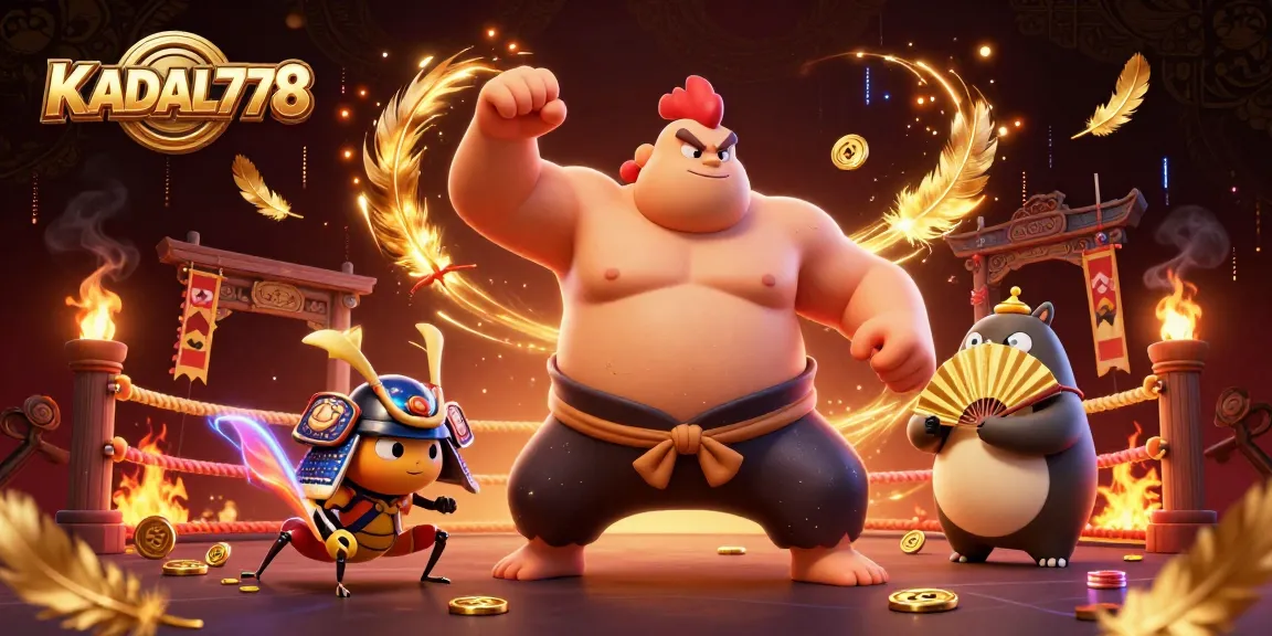 KADAL778 features dynamic 3D characters in a vibrant casino scene with gold coins and energy effects.