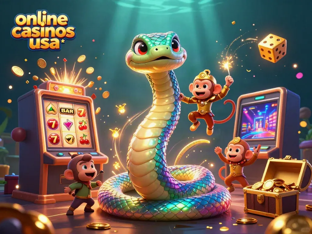 Experience the vibrant thrill of online casinos usa with a colorful 3D casino scene featuring unique characters and dynamic game elements.