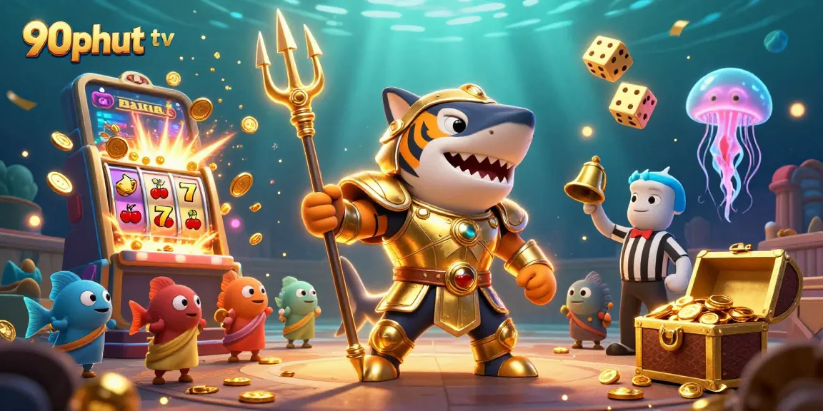 Immerse in 90phut tv's thrilling underwater casino scene with lively elements and dazzling effects.