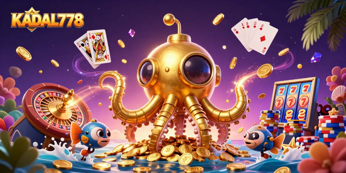 KADAL778 unleashes excitement in a vibrant casino scene filled with treasures and games.