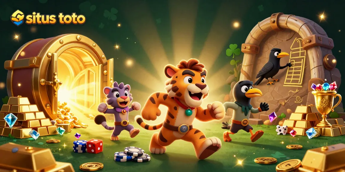Engage in thrilling gameplay at situs toto with a cartoon caveman and tiger duo in a prehistoric casino.