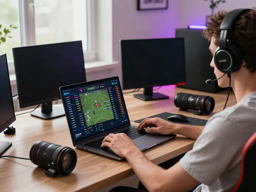 Player engaged in sports betting on man88 platform with multiple monitors.