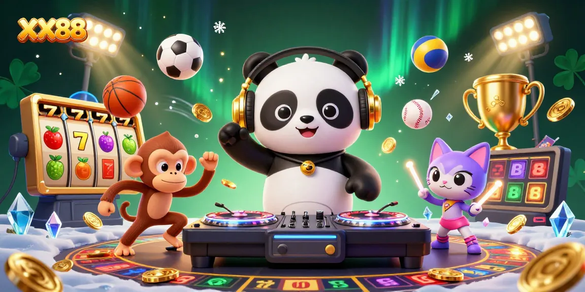 Experience exciting jackpots with XX88's vibrant casino scene featuring lively characters and dynamic elements.