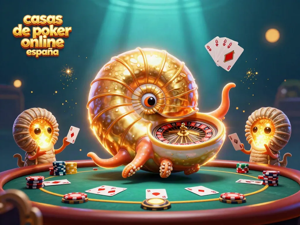 Disfruta en casas de poker online españa con una ilustración animada de un nautilus gigante y elementos de juego vibrantes.