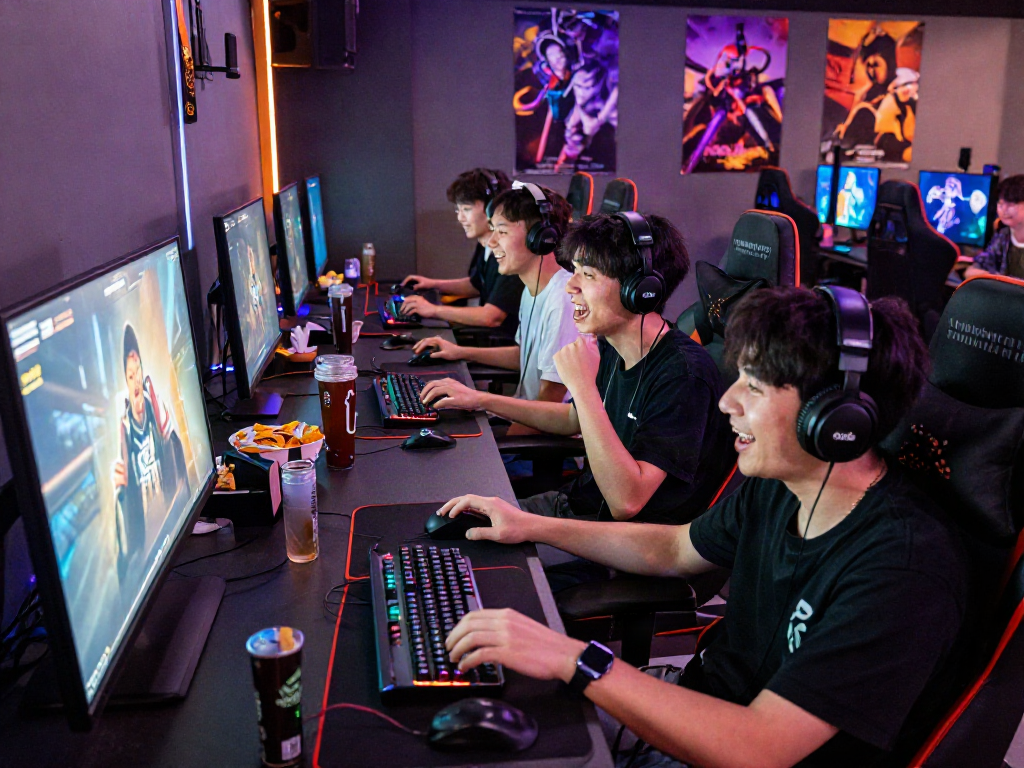 Engaging gaming community scene showcasing rokok88 login activities with diverse players and colorful setup.