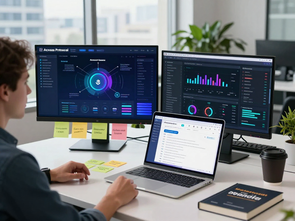 Engaging AcrossProtocol finance workspace showcasing real-time analytics and cross-chain transfers.