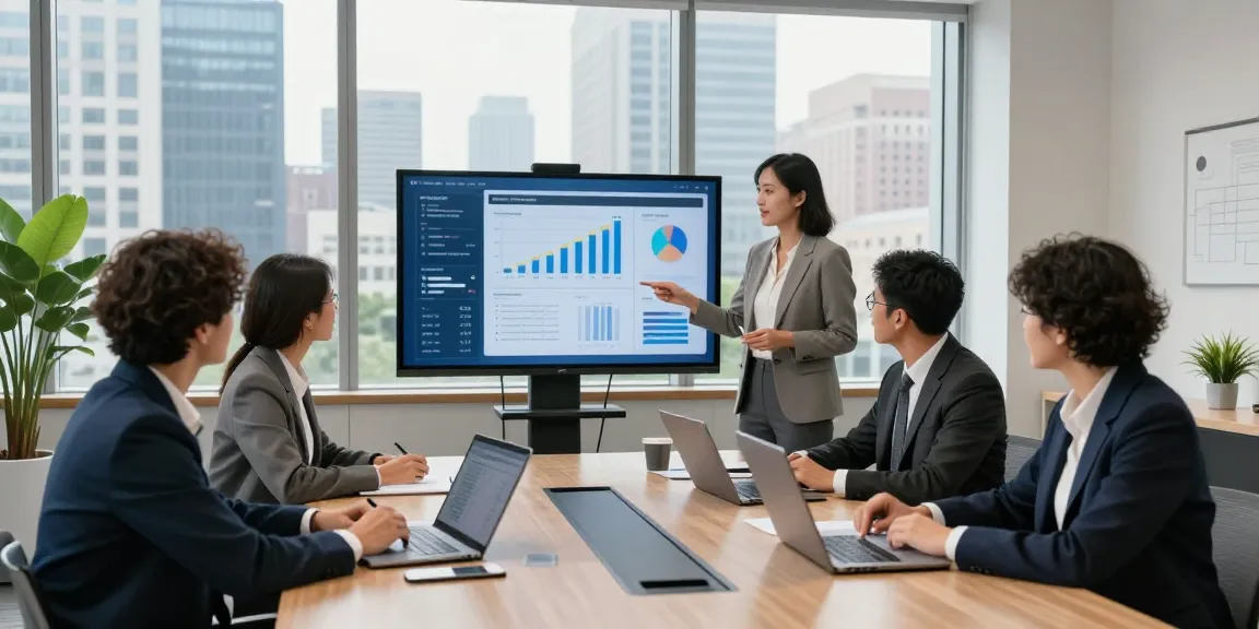 Collaboration scene showing the best business mobile providers UK strategy meeting with diverse professionals reviewing data.