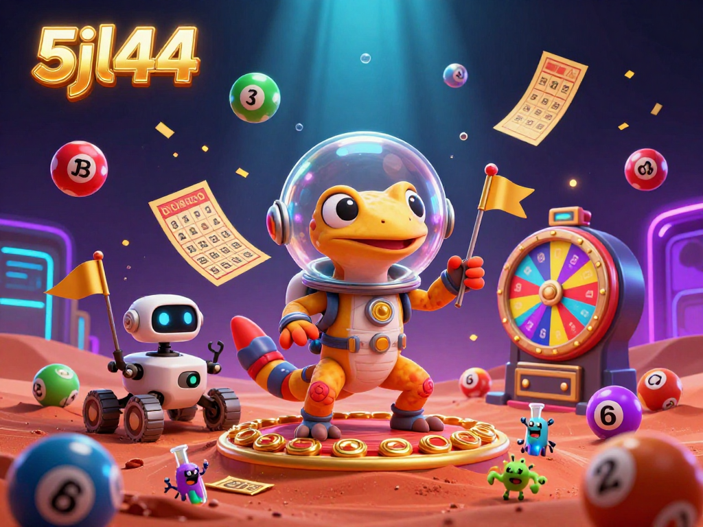 Engage with 5jl44’s thrilling golden casino experience, featuring vibrant lottery balls, dynamic games, and Martian characters.
