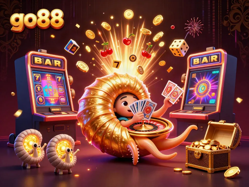 Win big at go88 with thrilling games and captivating visuals, featuring a dynamic casino scene.