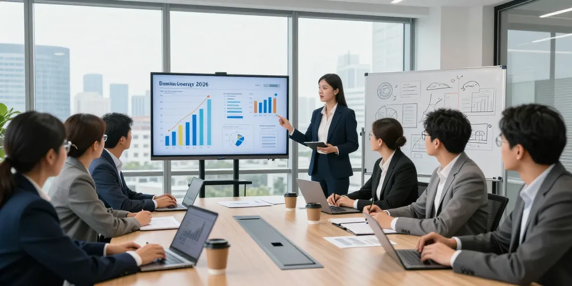 Team collaborating in a modern office to discuss business energy prices for 2026, showcasing innovation and strategy.