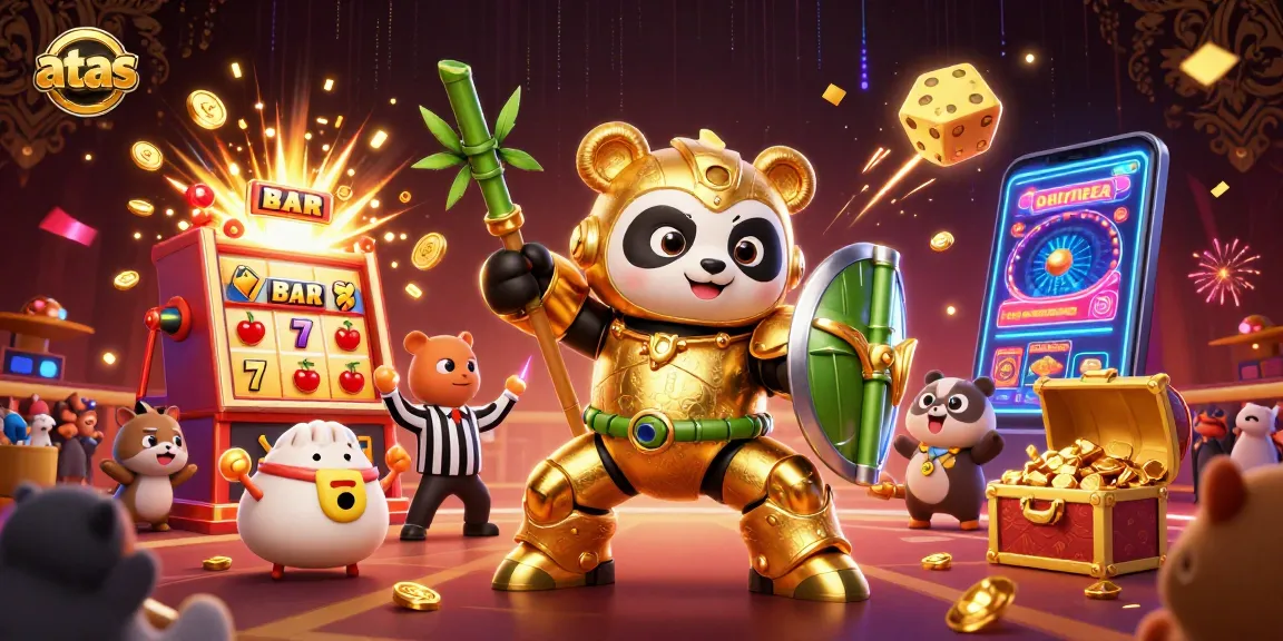 Experience stunning gaming with atas, featuring a vibrant panda hero and dynamic casino action.