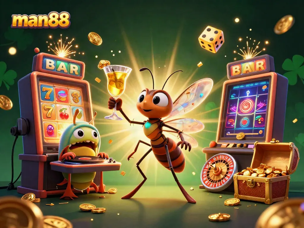 Experience man88's vibrant casino scene featuring animated characters and dynamic gameplay elements.