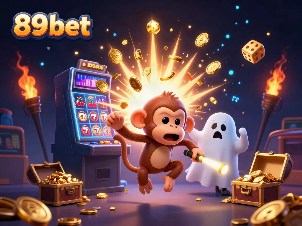 Experience thrilling fun at 89 bet casino with a mischievous monkey juggling golden treasures.