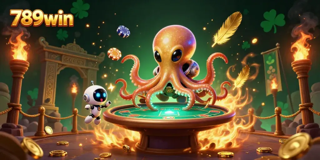 Experience thrilling gameplay at 789win with an alien octopus dealer and exciting poker action.