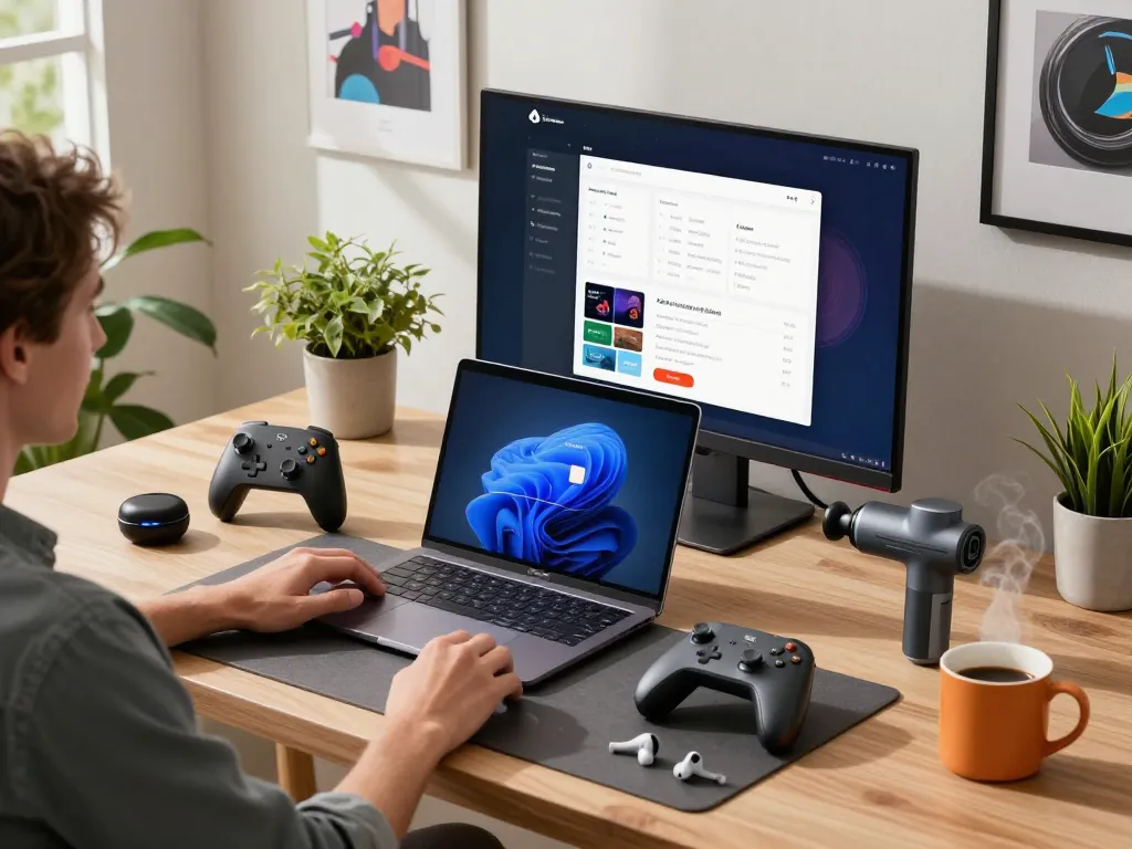 Best tech gadgets for men in a stylish workspace with Bluetooth devices, enhancing productivity and lifestyle.