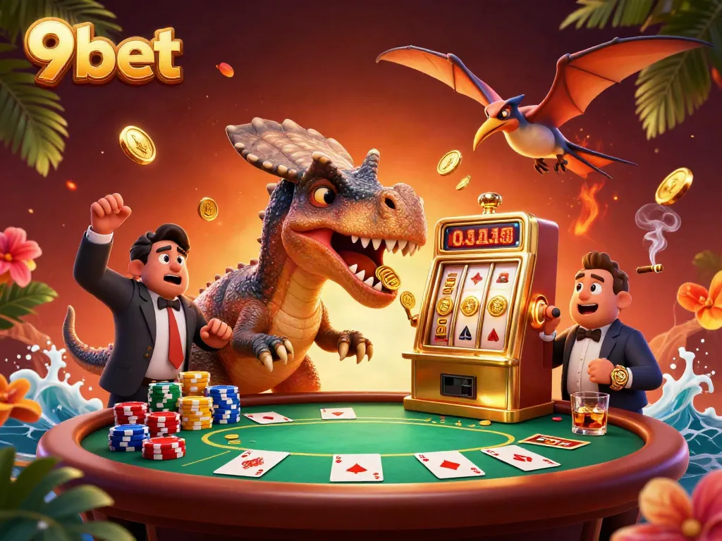 Catch the excitement at 9bet as a dinosaur hits the jackpot with flying coins!