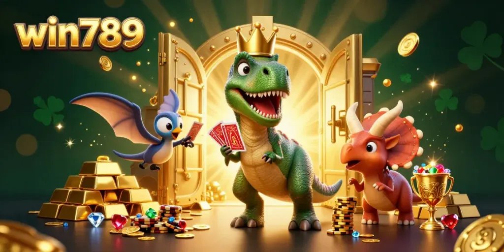 Experience thrilling wins at win789 with vibrant 3D characters enjoying casino games in a rich atmosphere.