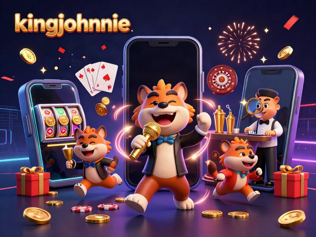 Play exciting casino games at kingjohnnie, featuring unique cartoon hyenas in a vibrant casino setting.