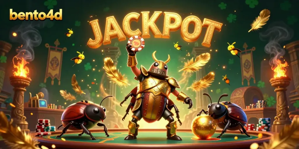 Experience thrilling wins with bento4d through a vibrant 3D illustration showcasing a victory in a casino