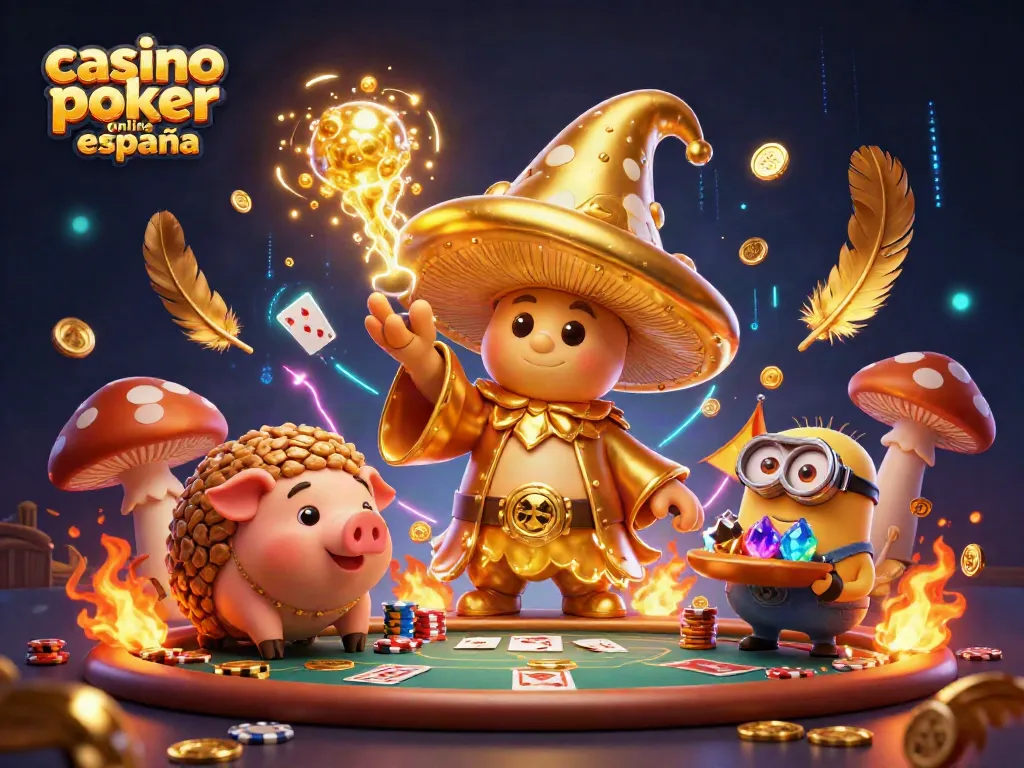 Juega al casino póker online España con emoción y estrategia en esta vibrante ilustración 3D.