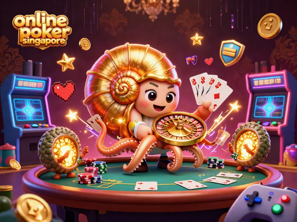 Engage in thrilling online poker singapore with vibrant digital illustrations of poker games.