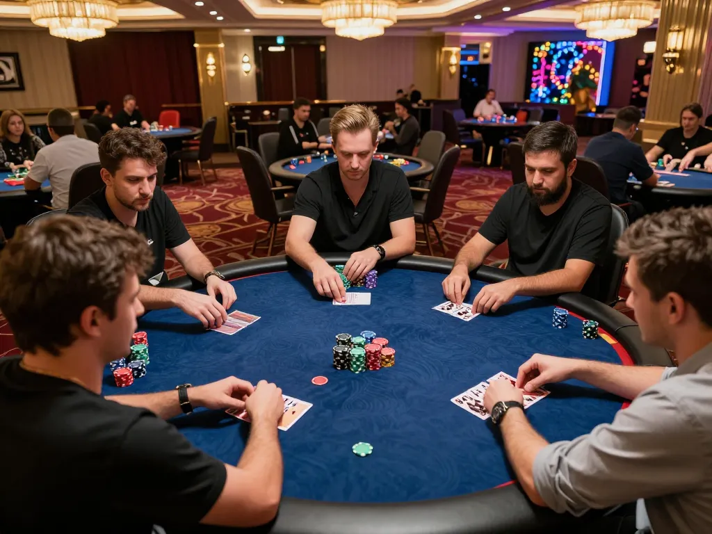 Theo dõi người chơi tham gia vào những trận đấu chiến lược căng thẳng tại bàn poker Link 12bet.