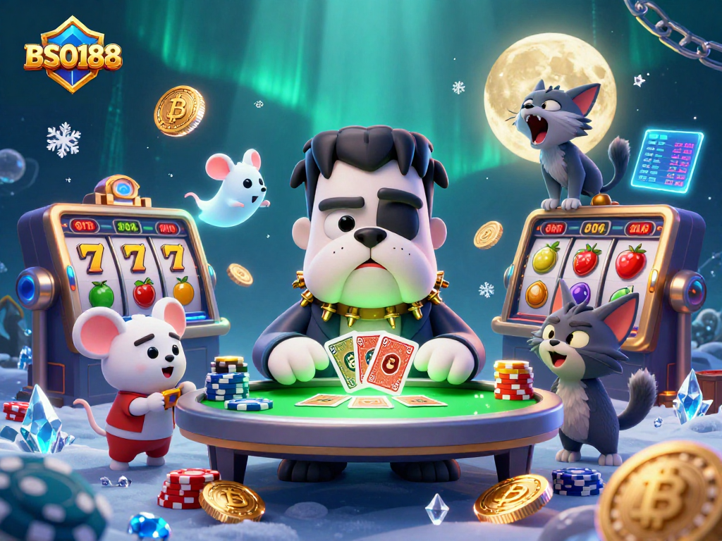 Experience thrilling gameplay with BSO188 as a monster dealer amidst festive casino elements.