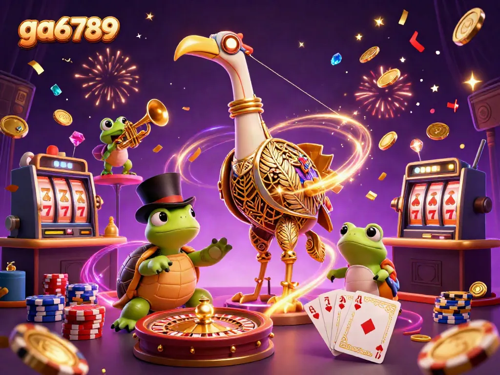 Experience the excitement with ga6789’s vibrant casino scene featuring animated characters and dynamic game elements.