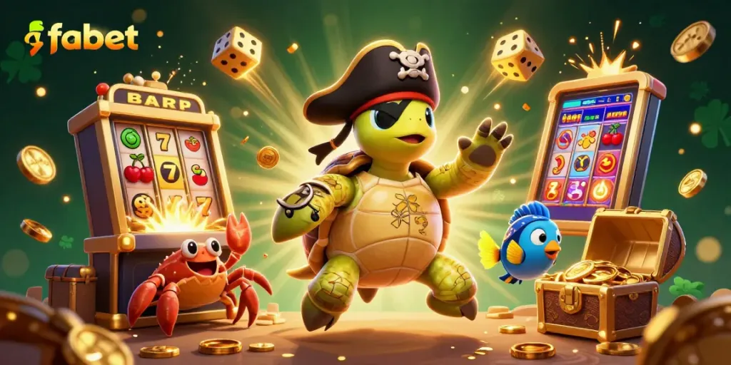 Engage with fabet's thrilling slots and jackpots, featuring colorful 3D characters and dynamic casino elements.