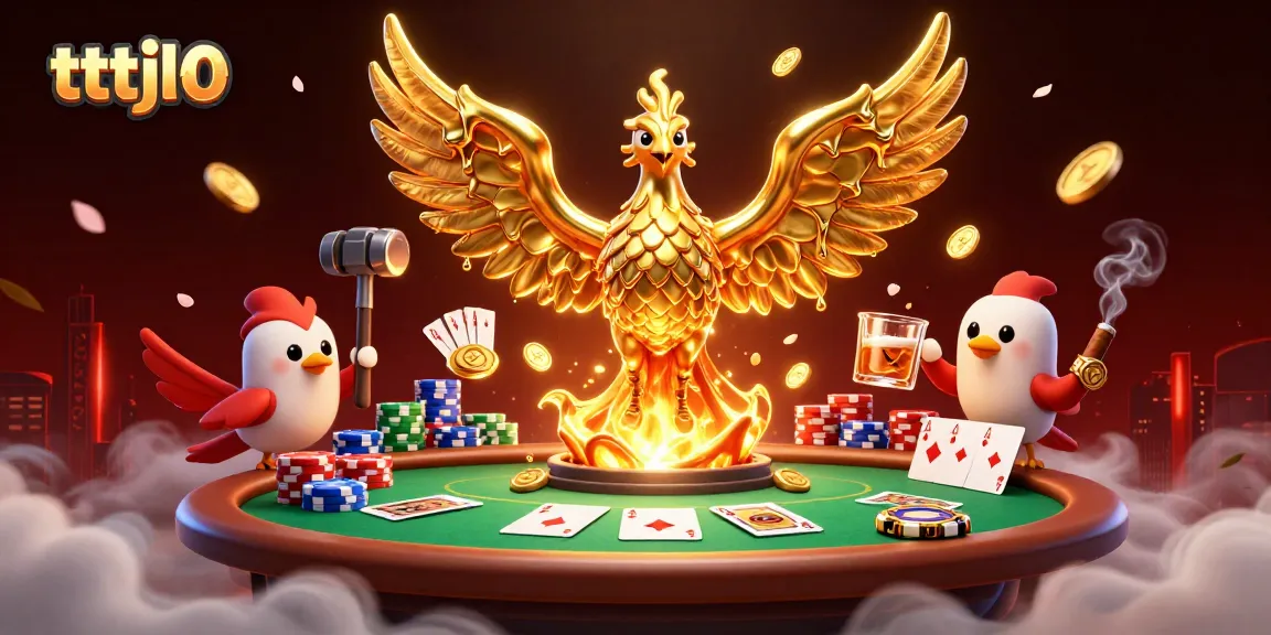 Engage with the thrilling tttjl0 poker world featuring a phoenix and vibrant casino elements.