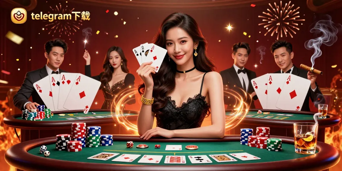 在赌场中,惊艳的亚洲女性手握王牌,与telegram下载一起玩扑克并获胜。