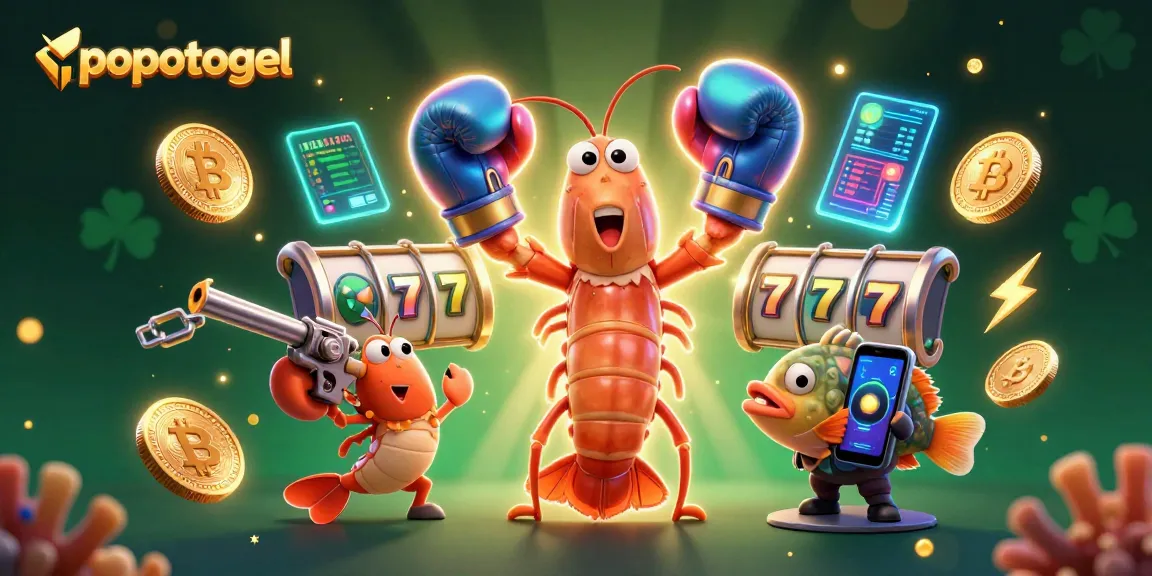 Experience the excitement of popotogel slots with vibrant 3D characters and digital elements showcasing winning potential.