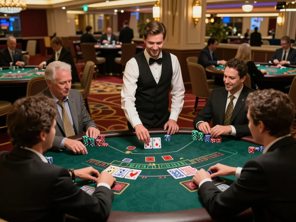 Người chơi LUCK8 đang xây dựng chiến lược tại bàn blackjack cược cao, thể hiện trải nghiệm chơi game sang trọng.