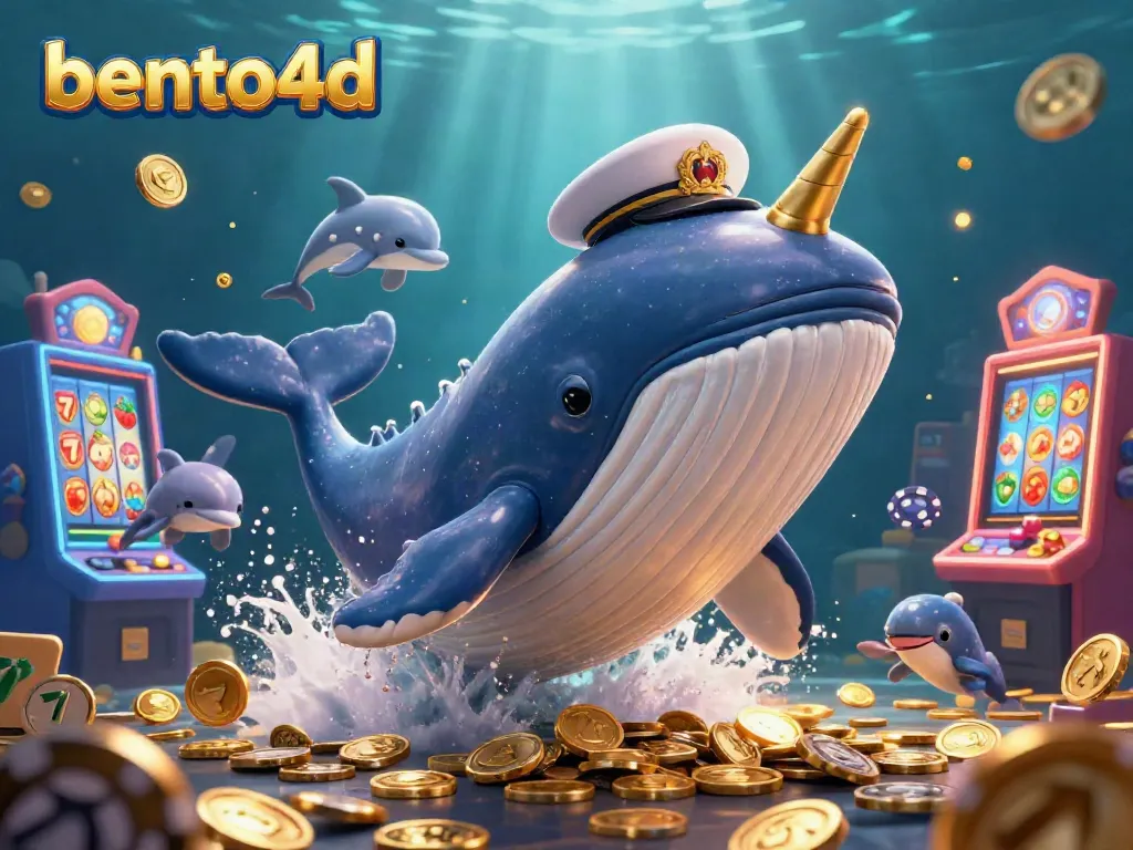 Engage in thrilling action with bento4d as a whimsical whale and playful dolphins navigate vibrant slot machines.