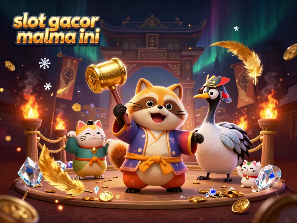 Engage in the excitement of slot gacor malma ini with this vibrant 3D scene showcasing colorful characters and casino-themed elements.