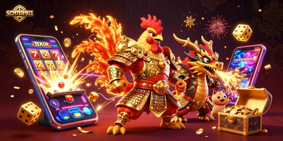 Win big with SCATTER911 in a vibrant casino scene featuring dynamic characters and exciting elements.
