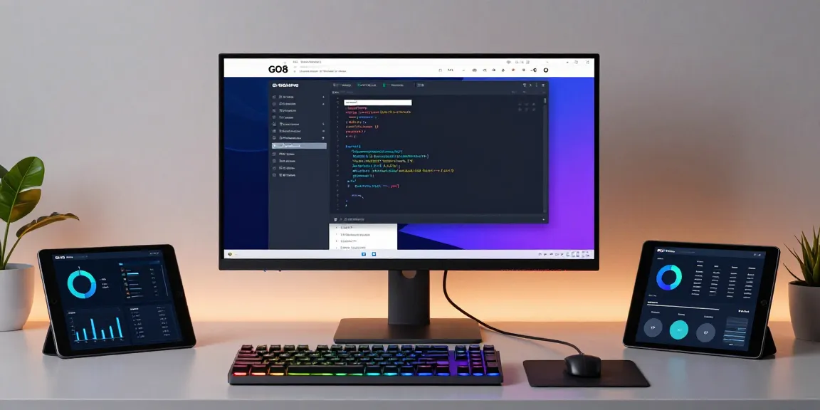 GO8 digital platform showcased in a modern developer workspace with innovative software development tools.