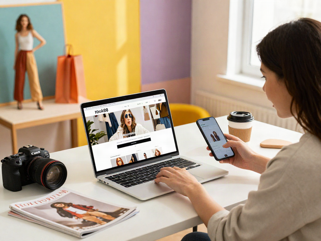 rokok88 login page displayed on a stylish laptop during an engaging online shopping experience