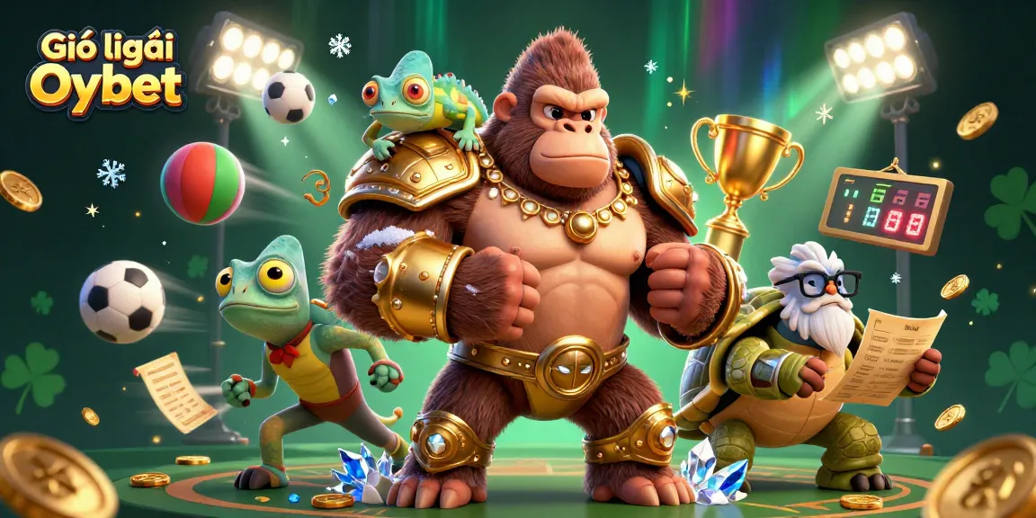 Engage with Giới thiệu Oxbet’s vibrant casino realm featuring a gorilla king and sports icons.