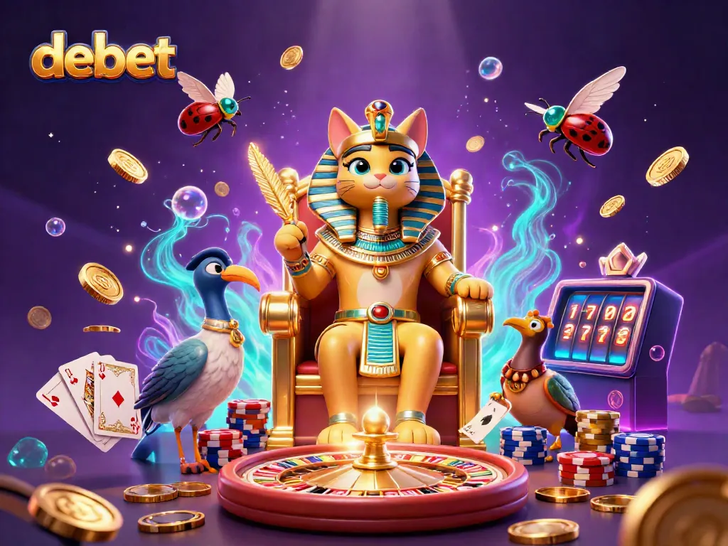 Experience exciting gambling fun at Debet with vibrant casino elements and captivating characters.