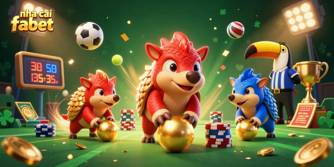 Engage with nha cai fabet through an exciting scene of pangolins bowling in a vibrant casino.