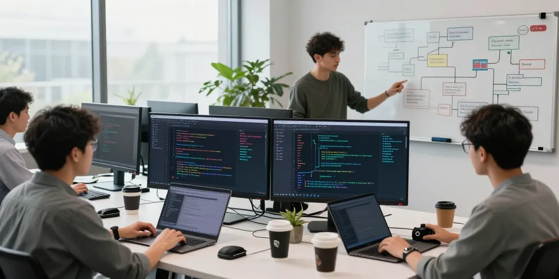 Bungeeexchange team collaborating in a modern tech workspace, showcasing blockchain analytics and smart contract development.