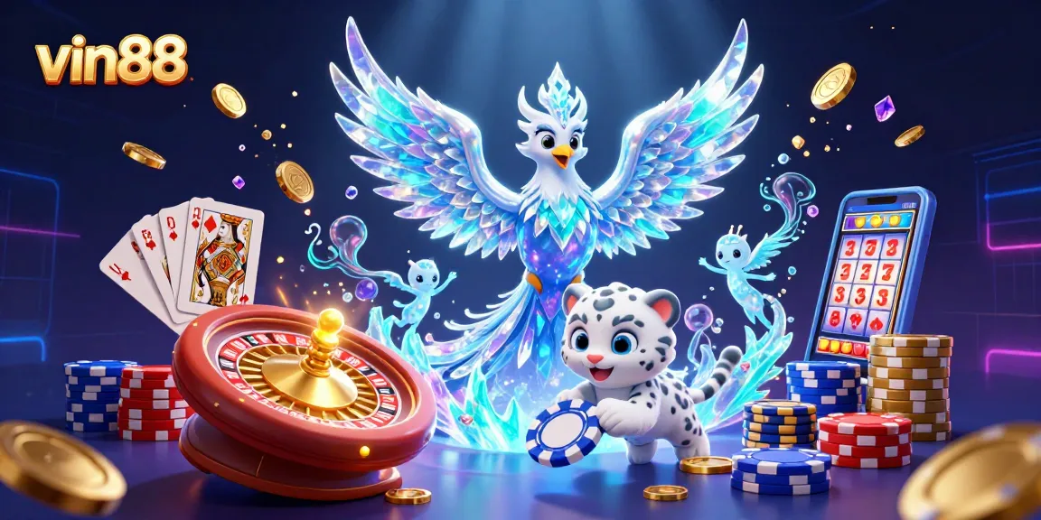 vin88 players enjoying a captivating online gaming experience with vibrant casino elements.