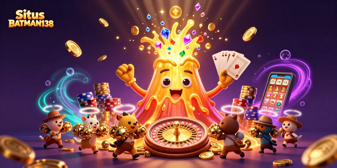Experience the thrill of winning at Situs BATMAN138 with colorful casino animations and treasure-filled scenes.