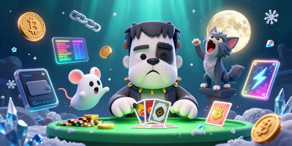 Engage in thrilling nohu gaming with a dynamic 3D scene featuring mystical characters and crypto elements.