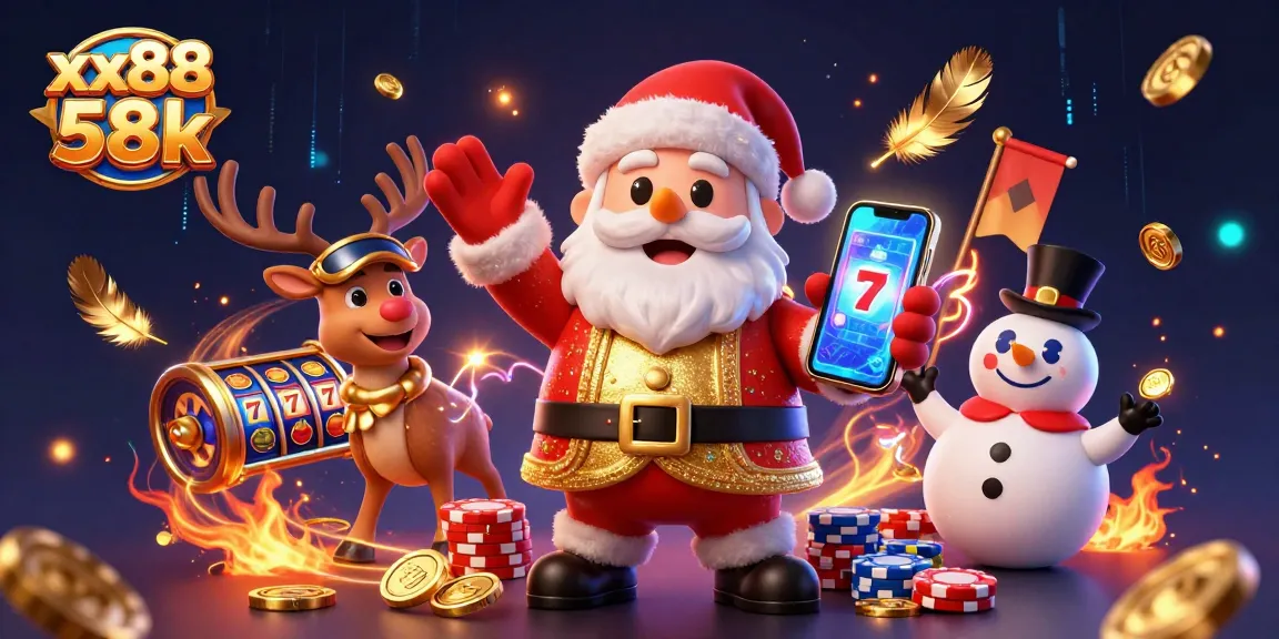 Experience the excitement of xx88 58k with Santa and friends in a vibrant casino setting.